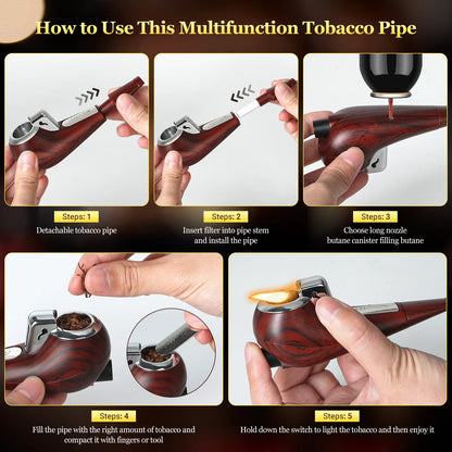 Classic Pipe With Built In Lighter