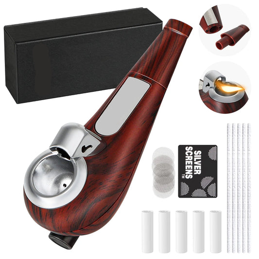 Classic Pipe With Built In Lighter